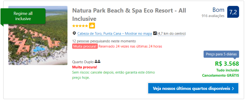 Preços dos resorts em Punta Cana